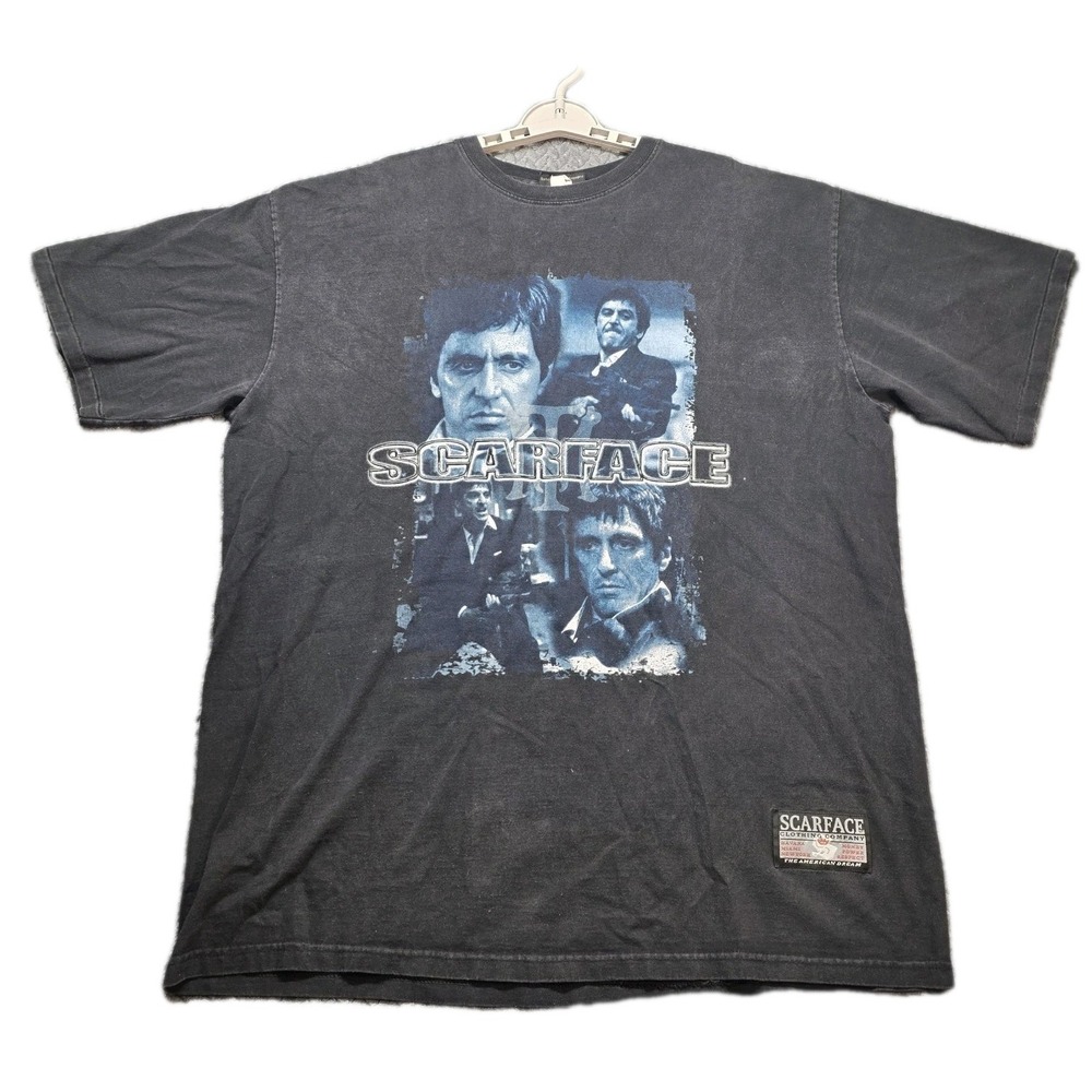 Scarface Tony Montana Y2K Graphic‎ T-Shirt Men's 2XL Black Faded USA Made